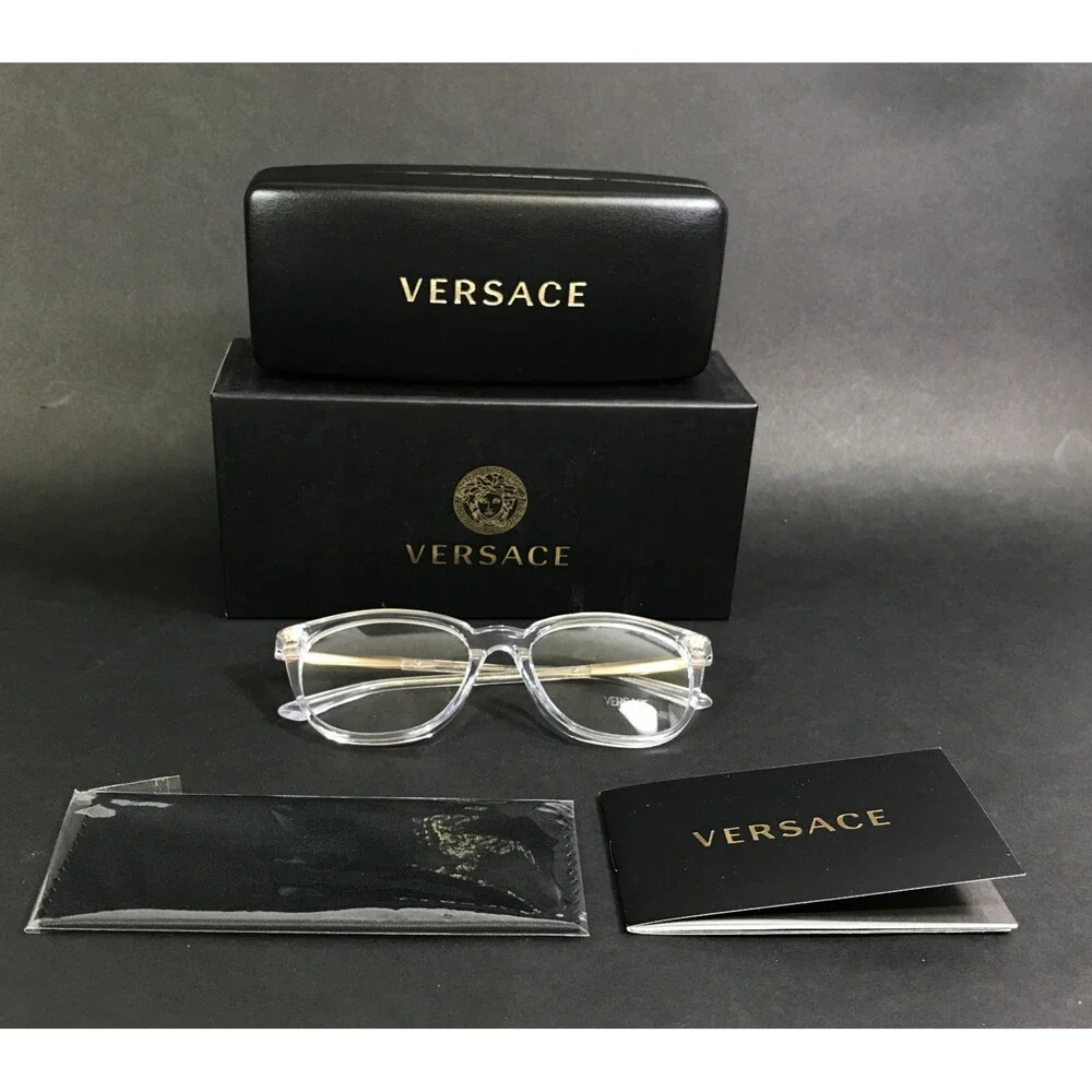 Versace Eyeglasses Frames MOD.3242A 148 Crystal Clear Gold Asian Fit 54-18-140